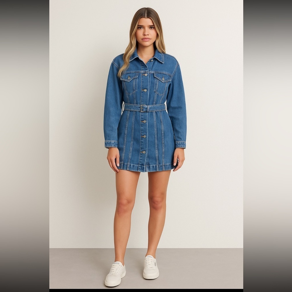 ÉTICA Mini Dress womens size small denim Joelle jacket dress - Picture 1 of 12